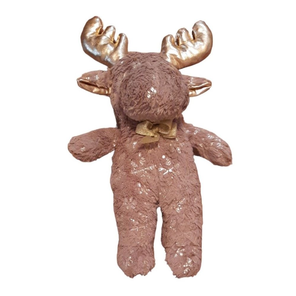 Sparkly Moose Plush Stuffed Animal Gold Antlers Snowflakes14" Kellytoy